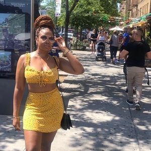 Yellow floral PLT Skirt set